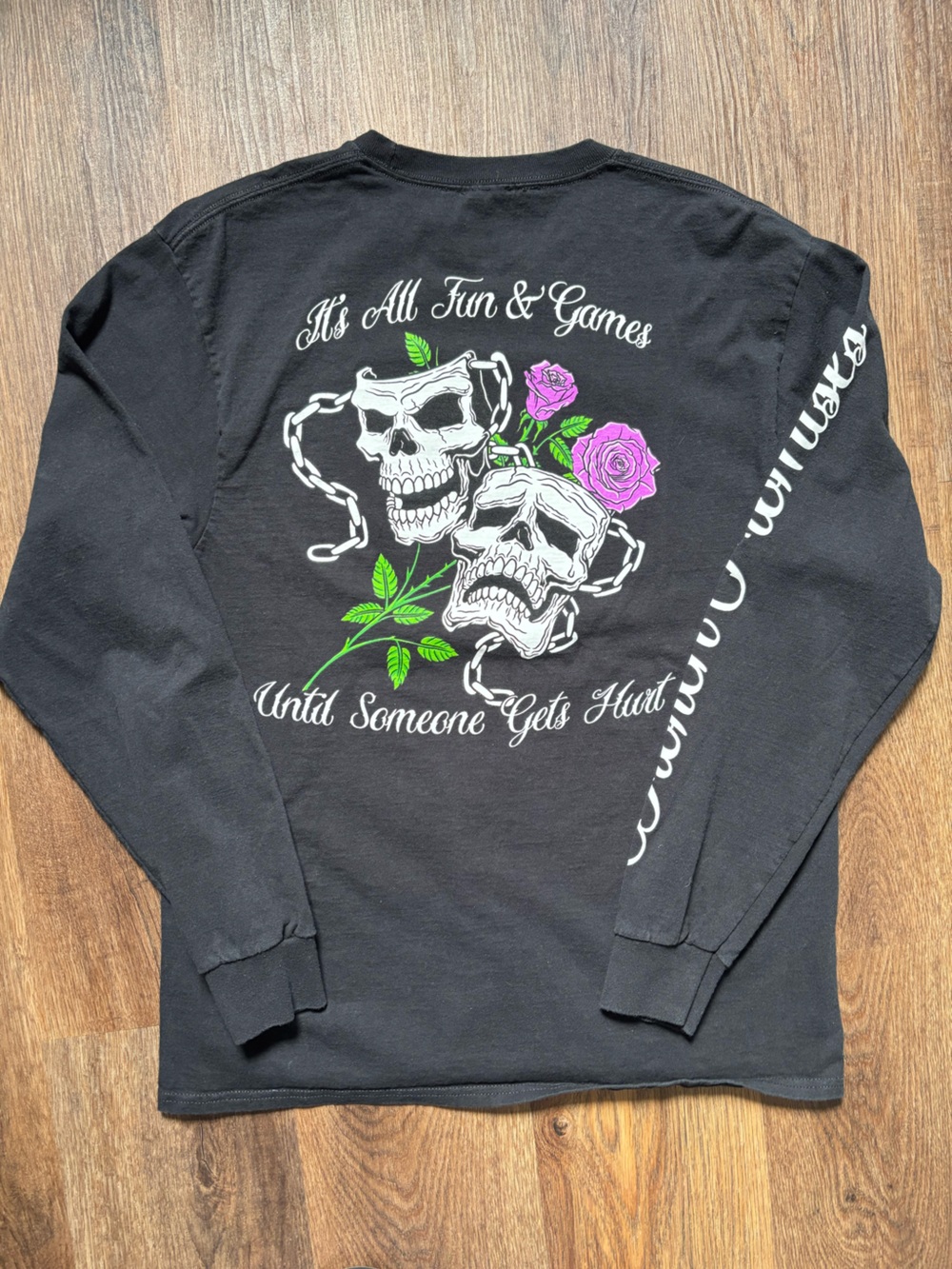 Broken Promises Graphic Skull & Rose Long Sleeve Tee